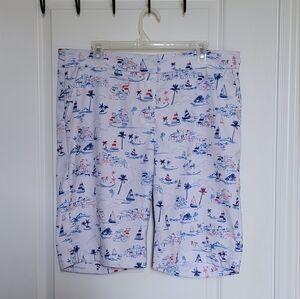 Izod shorts golf white sailboats tropical summer sporty stretch preppy plus size